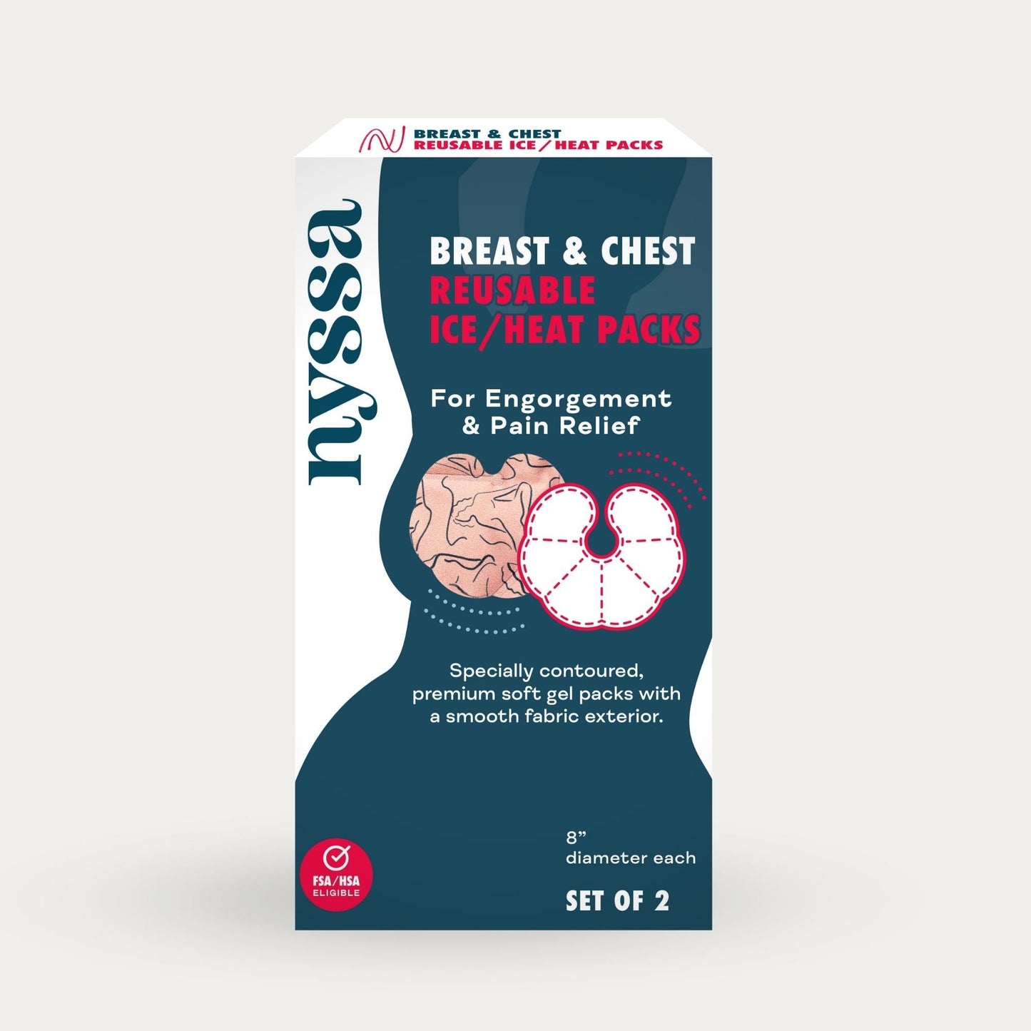 8-CT or 16-CT Breast & Chest Reusable Ice/Heat Packs, Boxed Sets in Display-Ready Trays